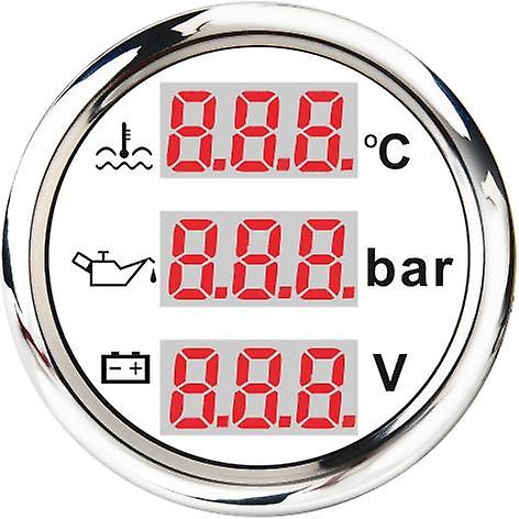3 In 1 Car Digital Gauge 52mm Oil Pressure + Tachometer + Water Temp Gauge With Alarm Temperature Sensor Npt 1/8 Rpm Sensors