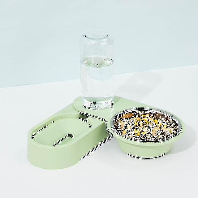 Automatischer Katzennapf Wasserspender Einstellbare Katzennäpfe mit erhöhtem Stand Tierfütterung (grün)