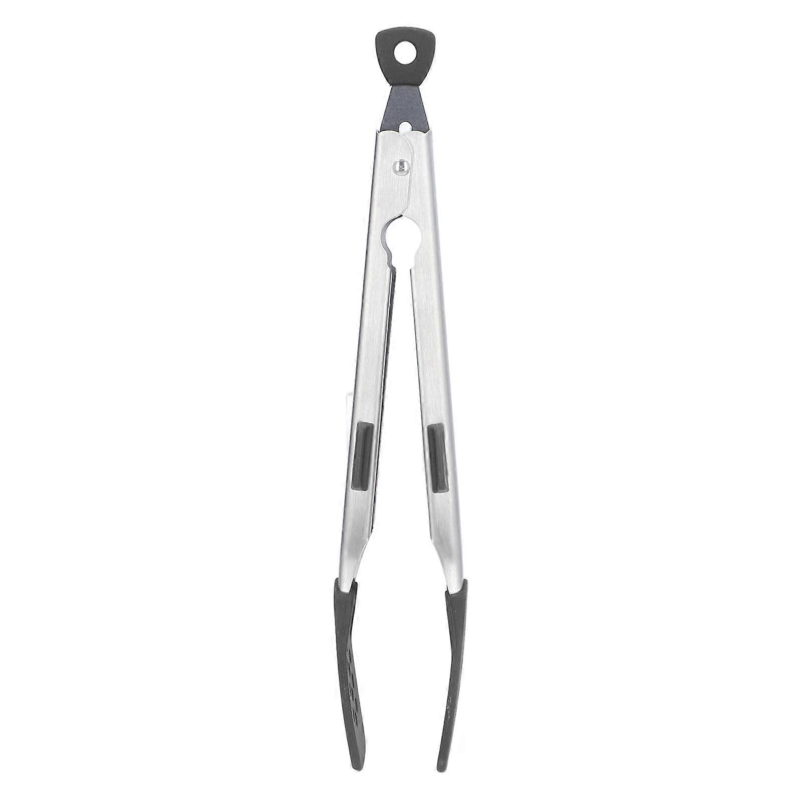 Food Tong Thickened 304 Stainless Steel Anti Slip Corrosion Resistant Barbecue Tongs for Restaurant Kitchen Baking Black