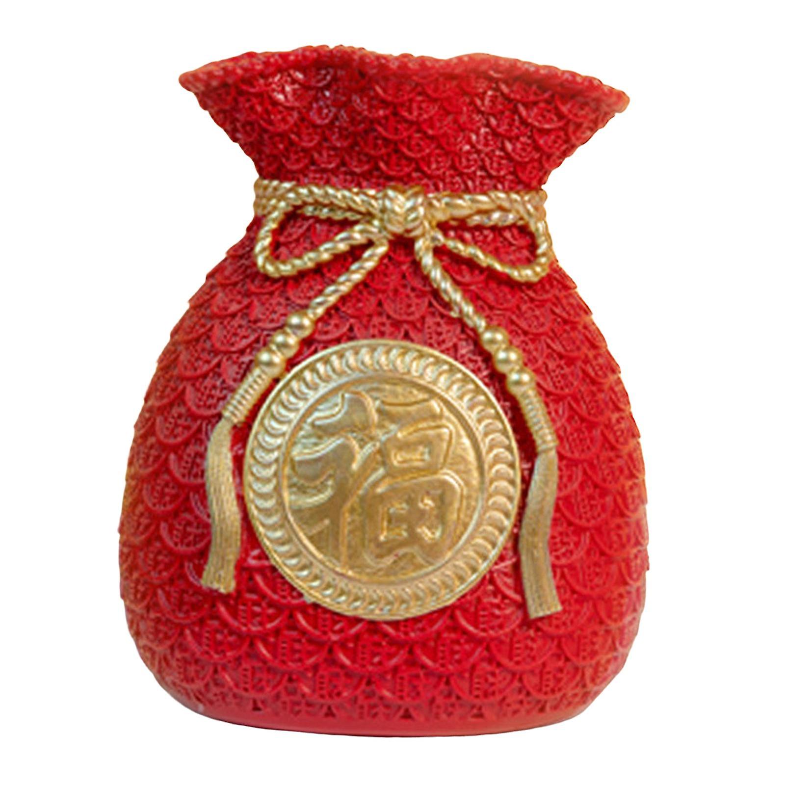 Flower Vase Bouquet Holder Artwork Blessing Bag Shape Statue for Tabletop Aureate