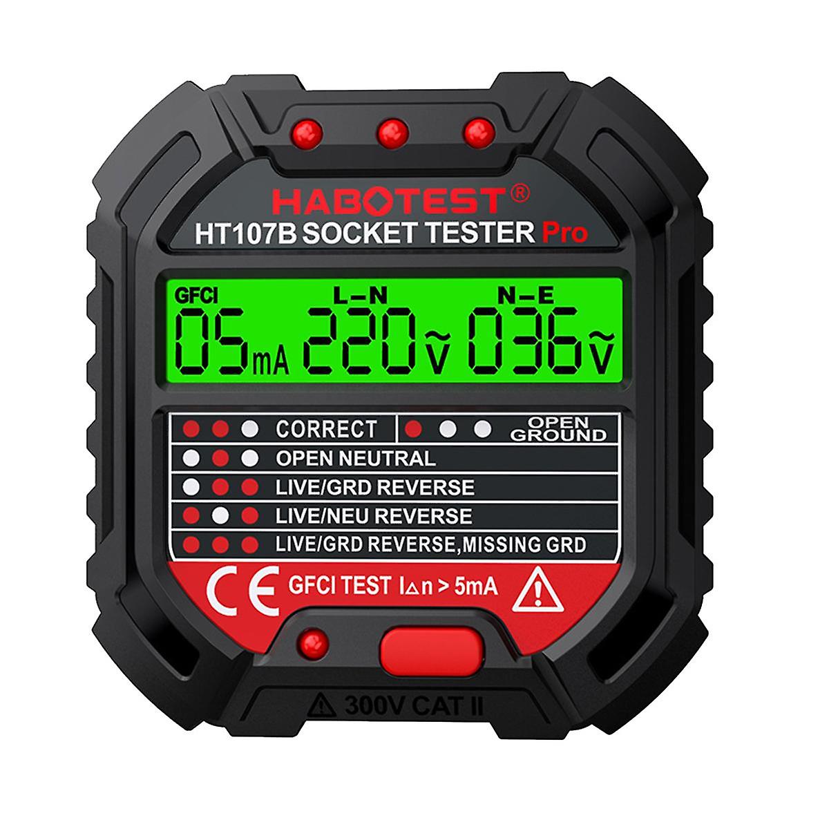 HT107 Pro Voltage Test Socket Detector Line Plug Polarity Phase Check US Plug