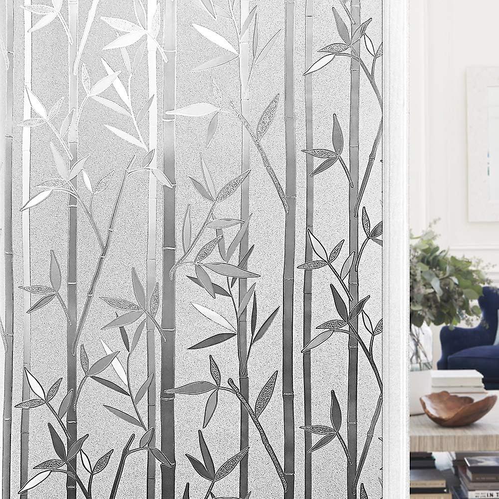Blackout Window Film Electrostatic Window Film, Non-Adhesive Opaque Anti-UV for Decoration Kitchen, Office, Bedroom Bamboo Pattern 44.5 x 200 cm