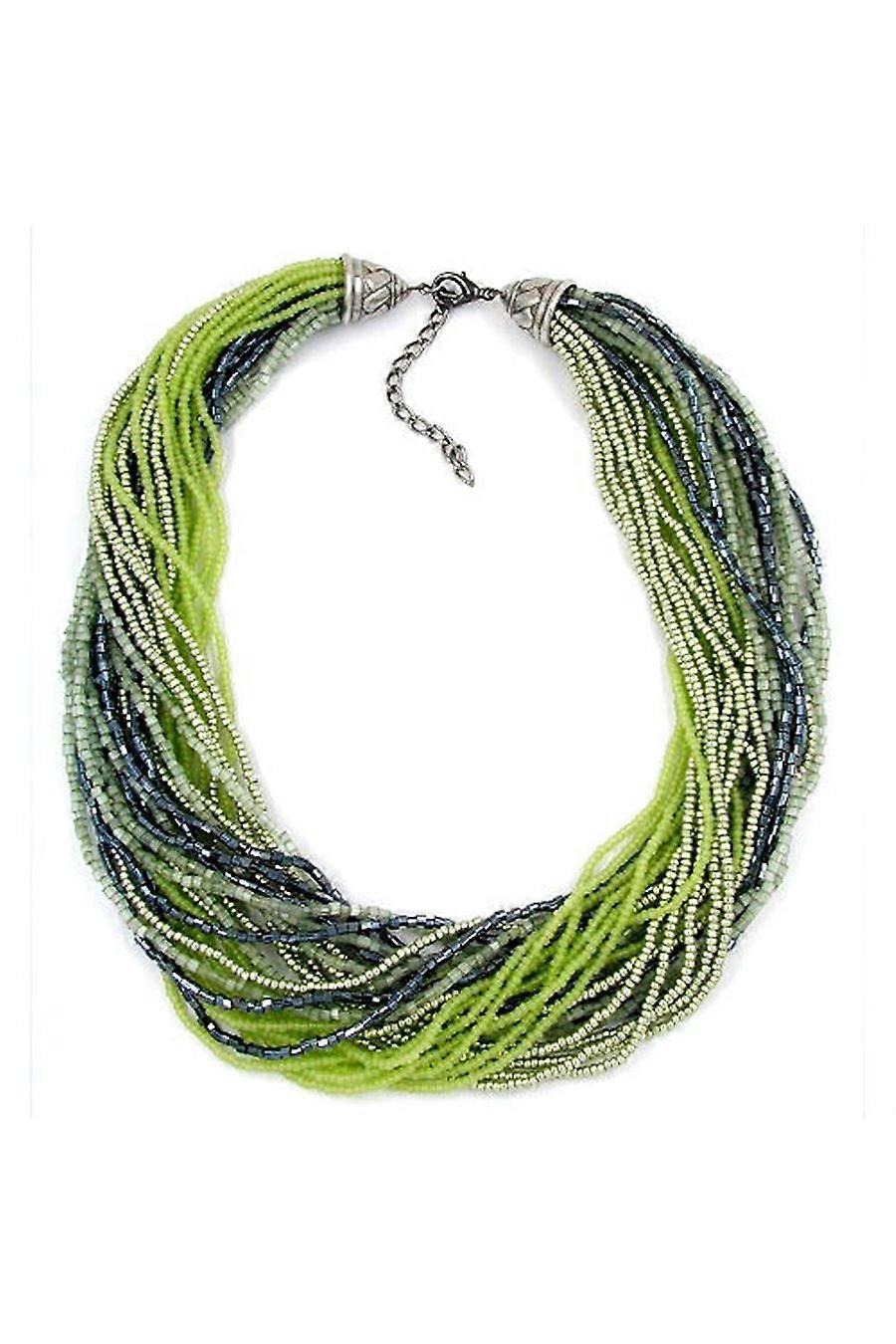 Necklace Rocailles Olive Grey 47cm - Gl07081