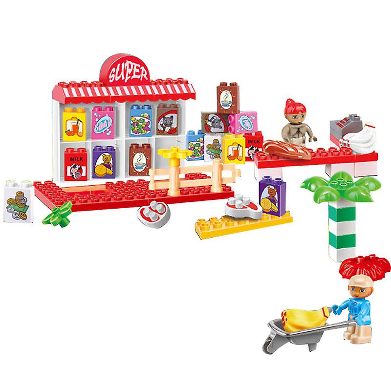 Supermarket Plastic Toy Building Blocks With Suitcase Educational Toys