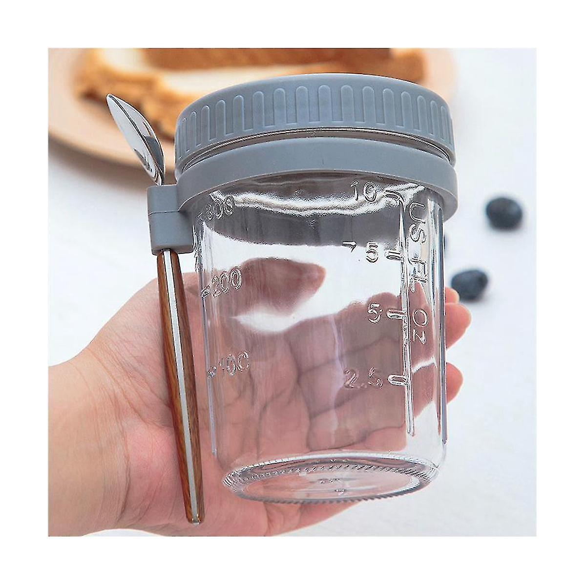 4pcs Overnight Oats Containers With Spoons Airtight Oatmeal Overnight Oat Jars With Measurement Mar