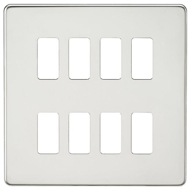 Knightsbridge Screwless 8G grid faceplate - polished chrome - GDSF008PC