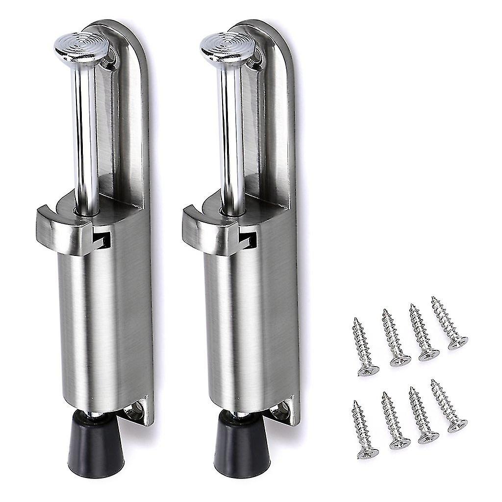 2 Pcs Stainless Steel Kick Down Door Locks Stopper Holder Spring Loaded Adjustable