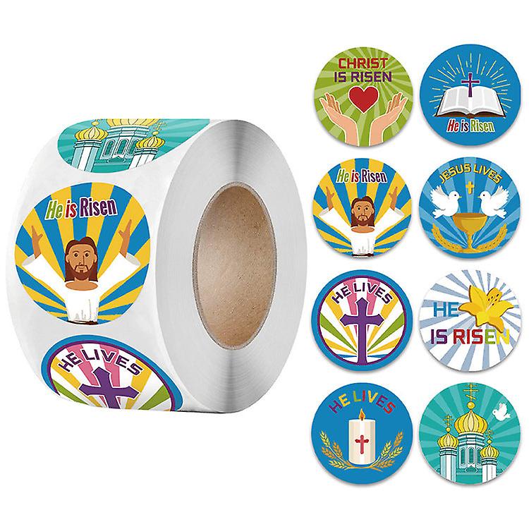 2X500db karácsonyi karácsonyi matricák Roll címke 8 minta, amit él feltámadt Húsvét napi játék ajándék öntapadó S