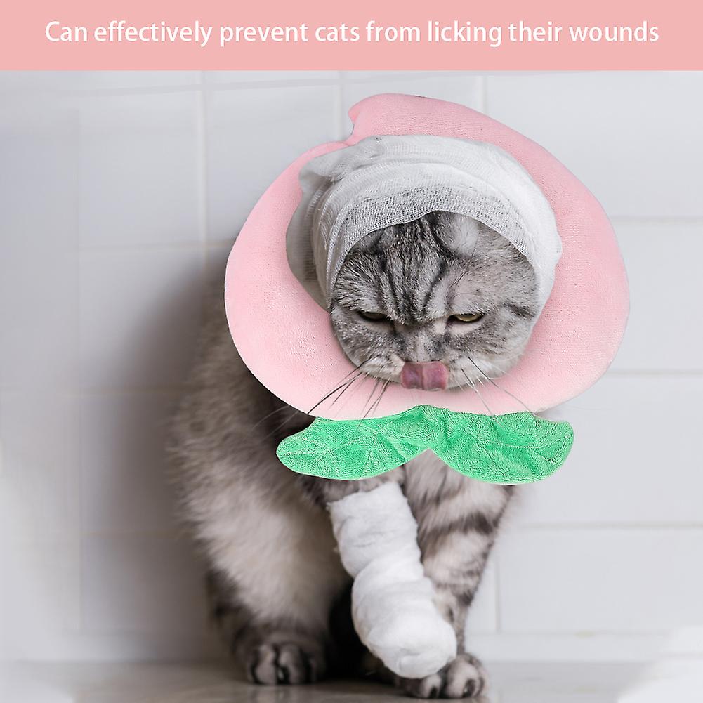 Polyester Sponge Peach Cat Anti-Bite Collar Recovery Ring M