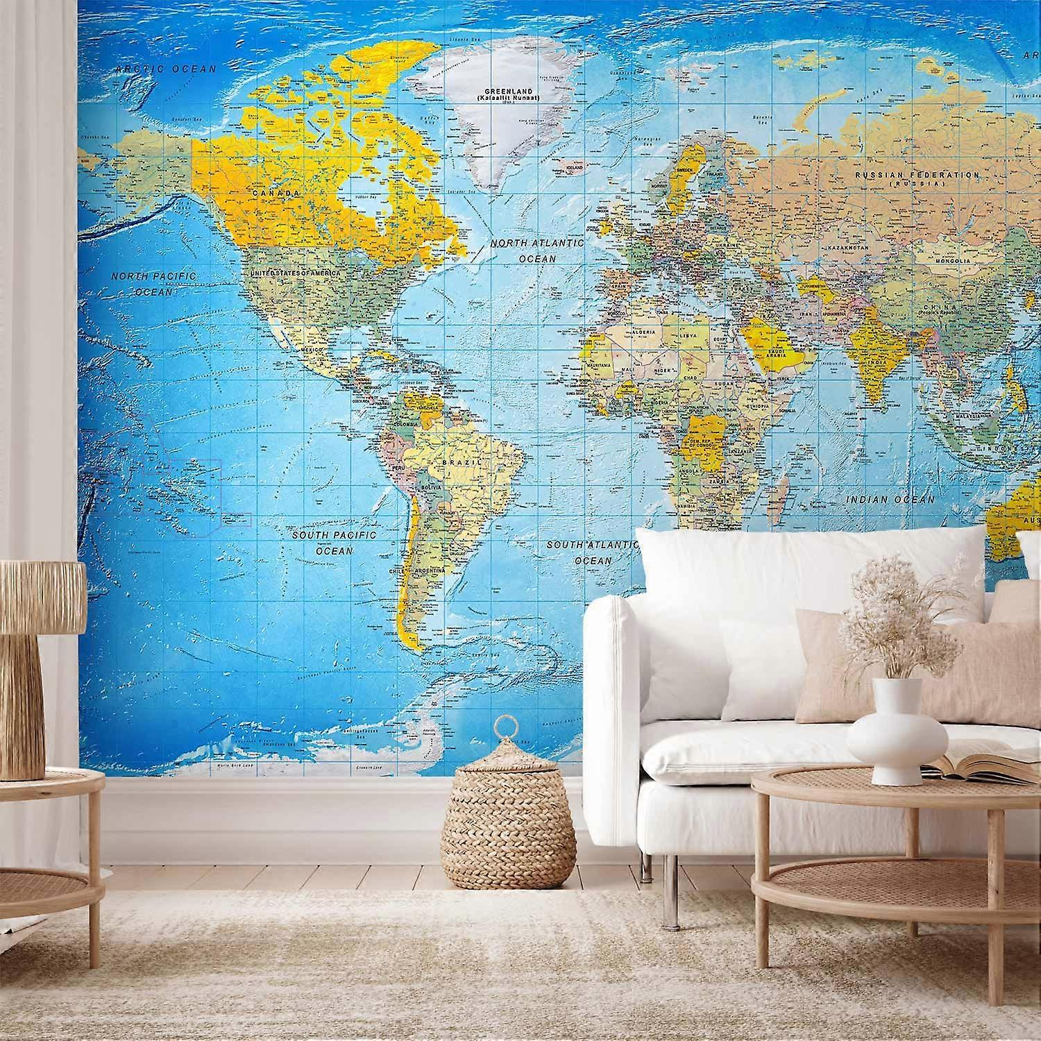 Mural de Parede Autoadesivo - Mapa Mundial Clássico