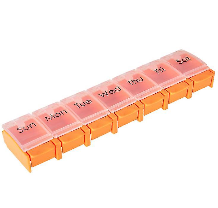 Orange Push-type Bounce Medicine Box Mini Portable Pill Box 7-days Az16123