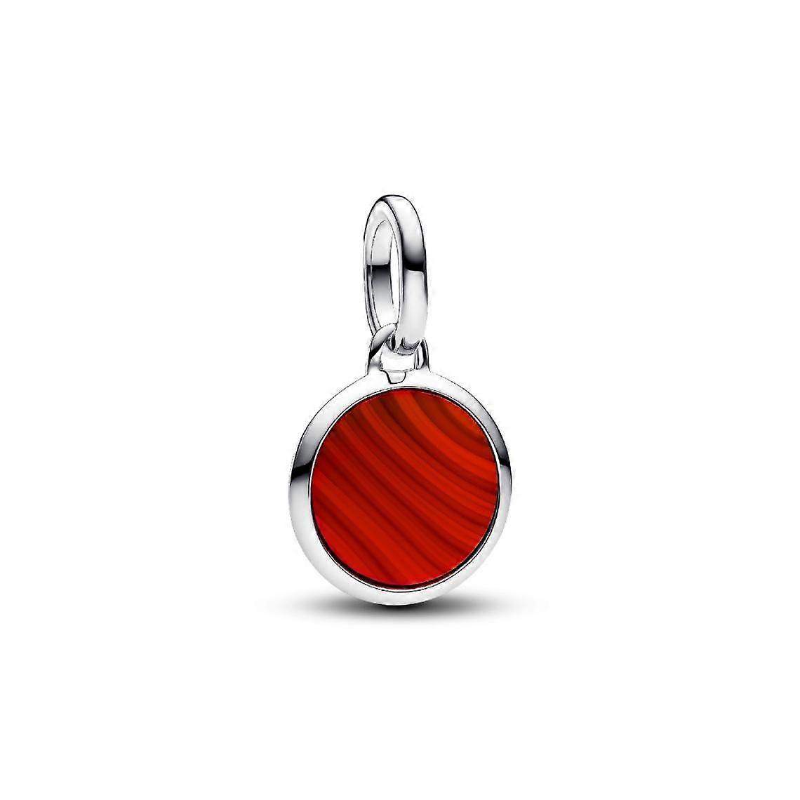 Mini Charm Medallion Engraved Red Murano Glass