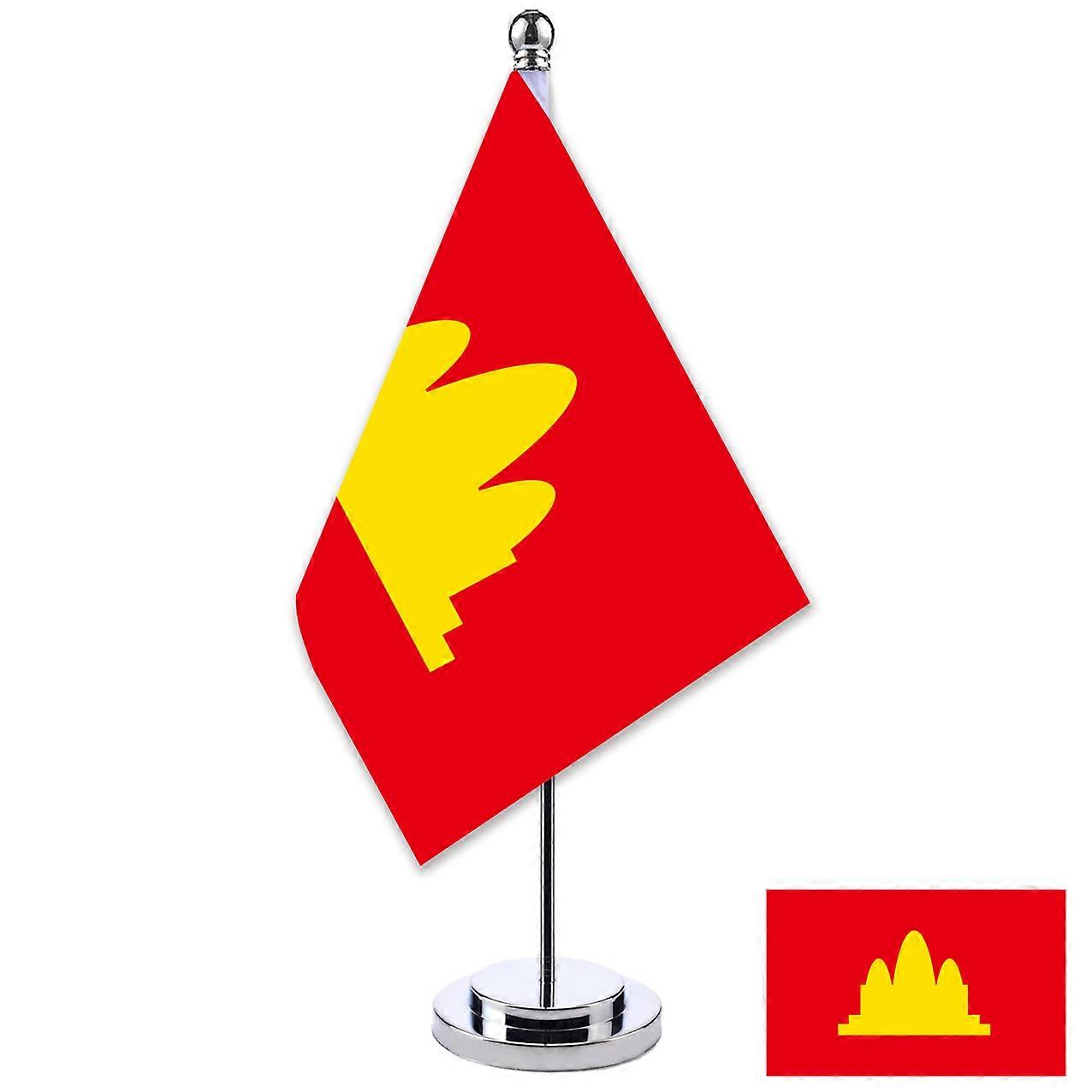 Khmer Rouge flag Cambodia flag single pole table flag flag stand office table flag conference room desktop QQZ26