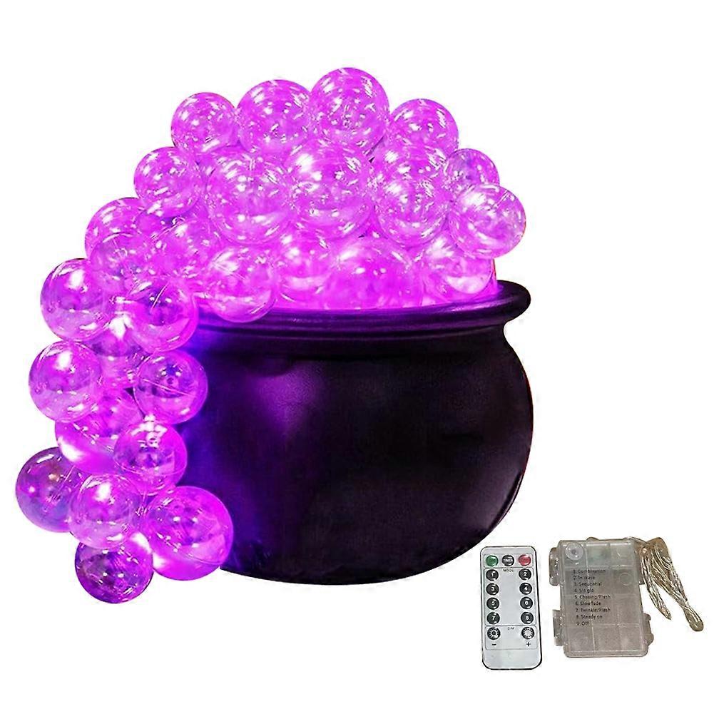Halloween Bubbling Cauldron Set Halloween Decorations Indoor DIY Kit with Clear Ball Halloween Decor Pink-Purple Remote