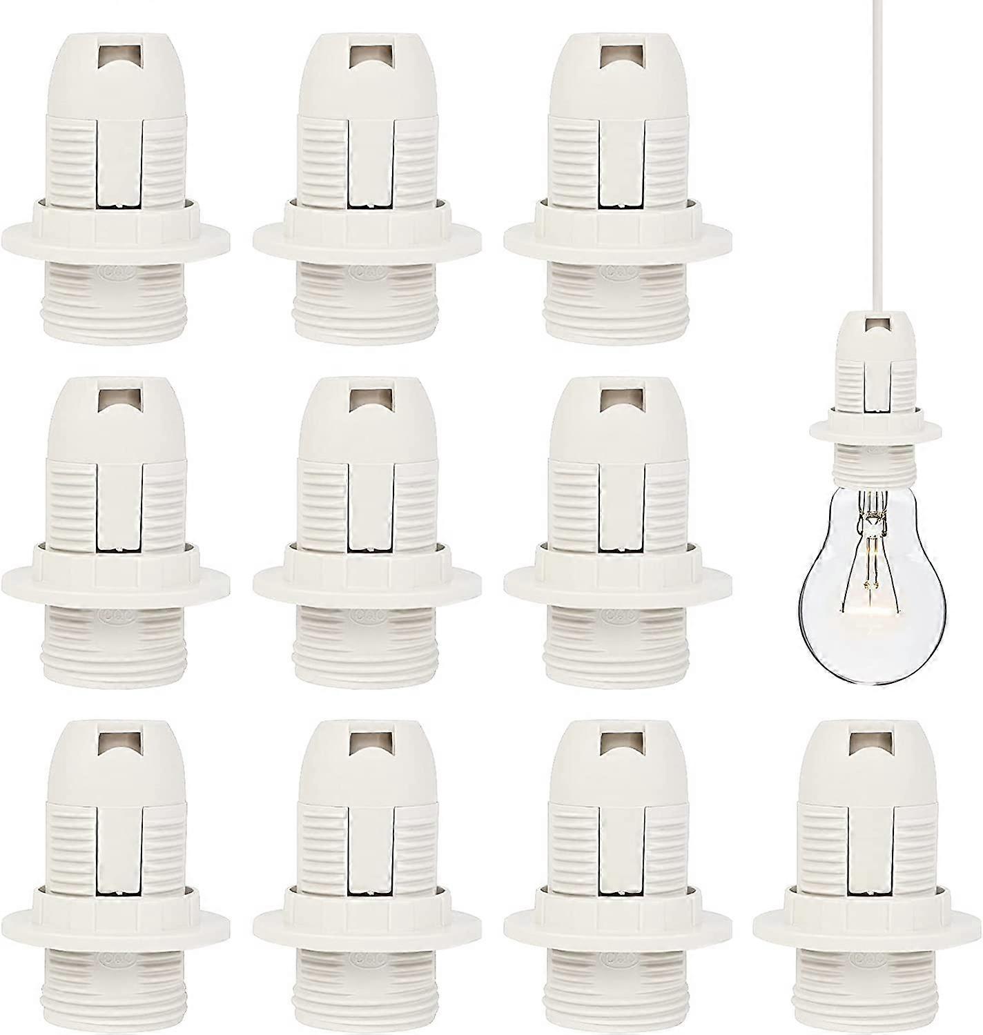 Confezione da 10 Portalampada E14 250 V 2 A Portalampada in bachelite Base filettata con anello a viteBianco