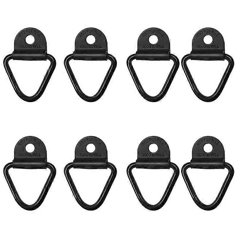 8pcs Cargo V-ring Tie-down Anchors Black For Trailers Flush Mount Pan