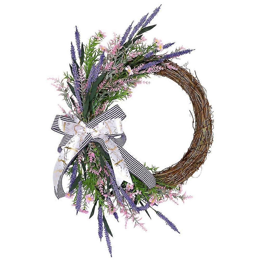 Artificial Lavender Wreath for Front Door Floral Welcome Wreath for All Seasons Wall Window Wedding
