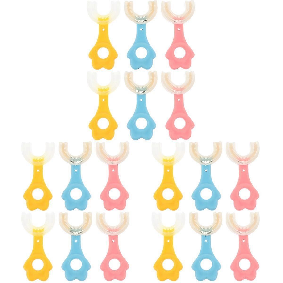 18 Pcs U-shape Children Toothbrushes Practical Manual Kids Toothbrushes (assorted Color)