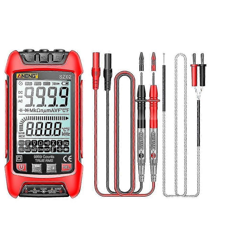 Smart Digital Multimeter True Auto Electrical Capacitance Meter Ac Resistance Transistor Red