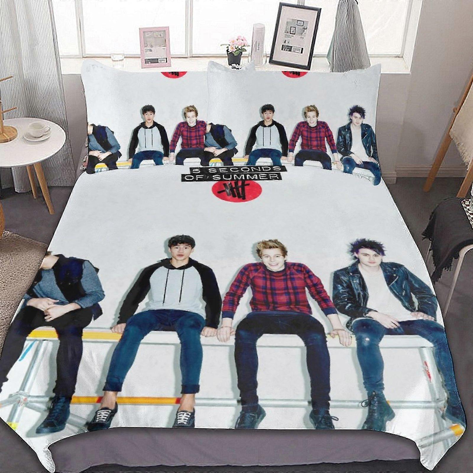 d405 5 Segundos De Verão Álbum 3 Peças Conjuntos De Cama Macio Conjuntos De Edredom Decoração Presentes Do Quarto Com 1 Capa De Edredão 2 Fronhas fv405