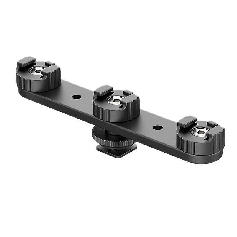 Triple Cold Shoe Bracket with 1/4 Inch Adapter for SLR Camera Mount Adapter Bracket