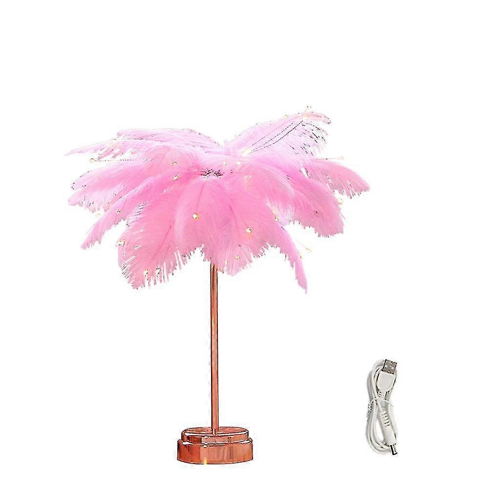 Home Decor Reading Romantic Gift Led Desk Lamp Artificial Feather Shade Student