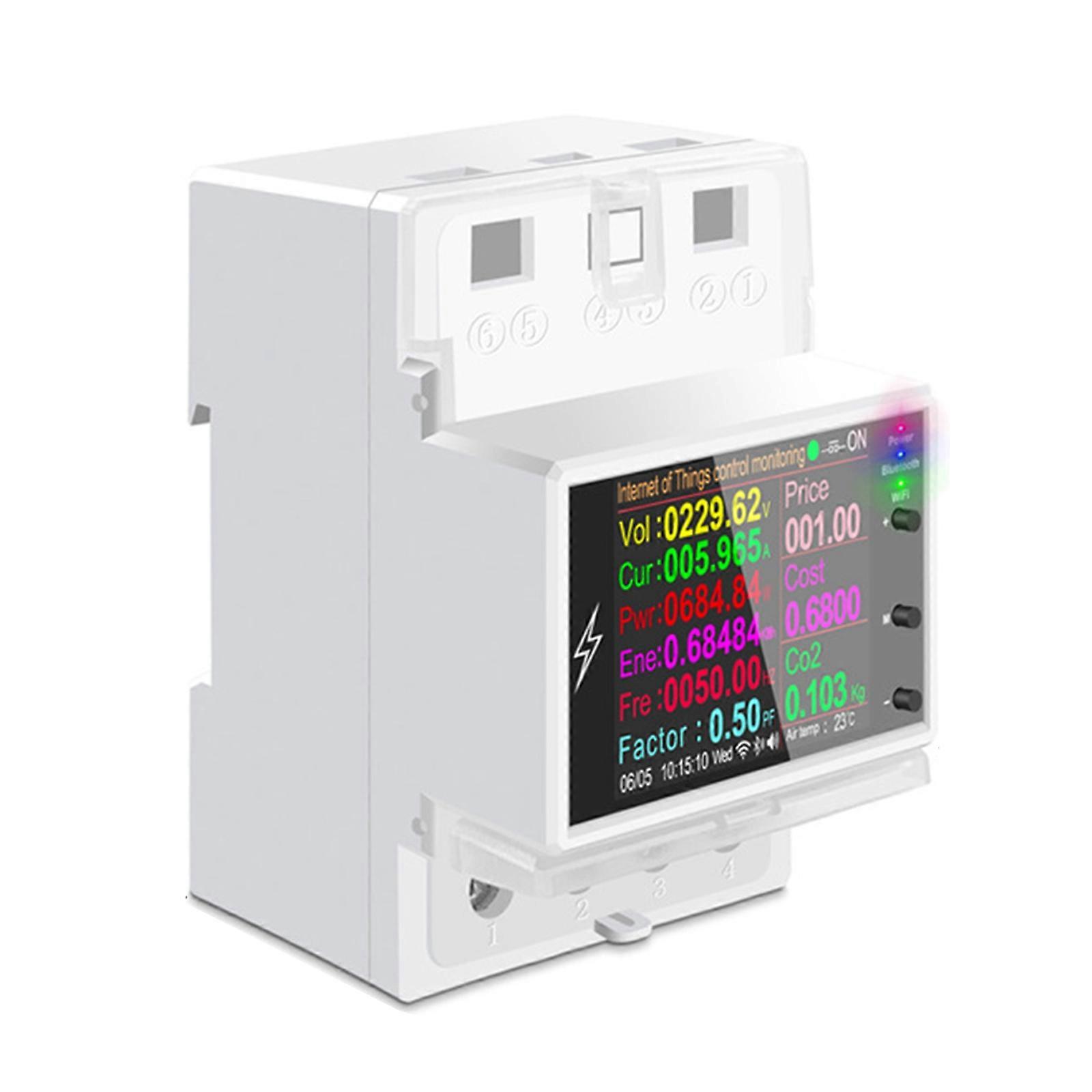 DIN Rail Smart Switch Tuya WIFI Remote Control Power Energy Factor Meter fL
