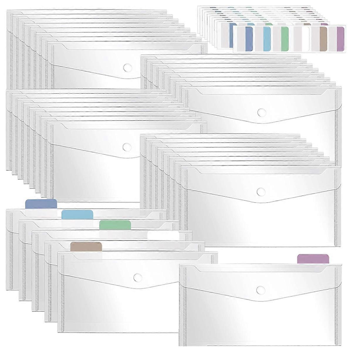 40 Pack 5 X 10 Inch Clear Plastic Envelopes with Snap Closure, Reusable Plastic Pencil Pouch Money