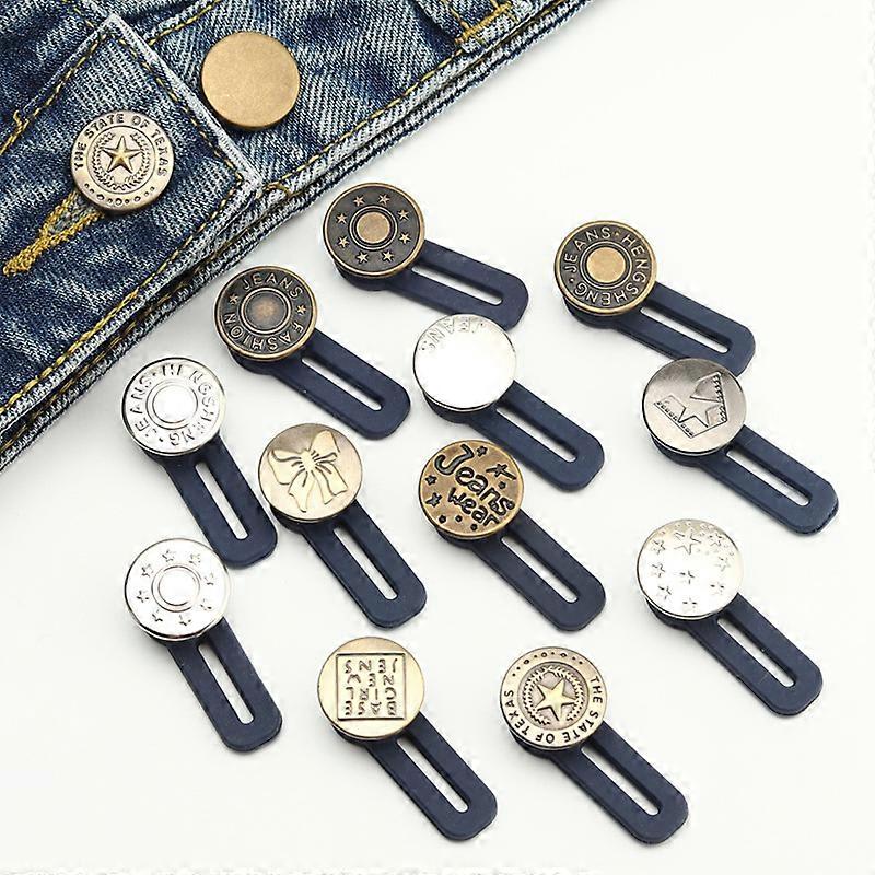 Button Extender for Trousers Waist Extenders for Trousers Jean Button Extender Waistband Extender Jeans Retractable Button (12Pcs)