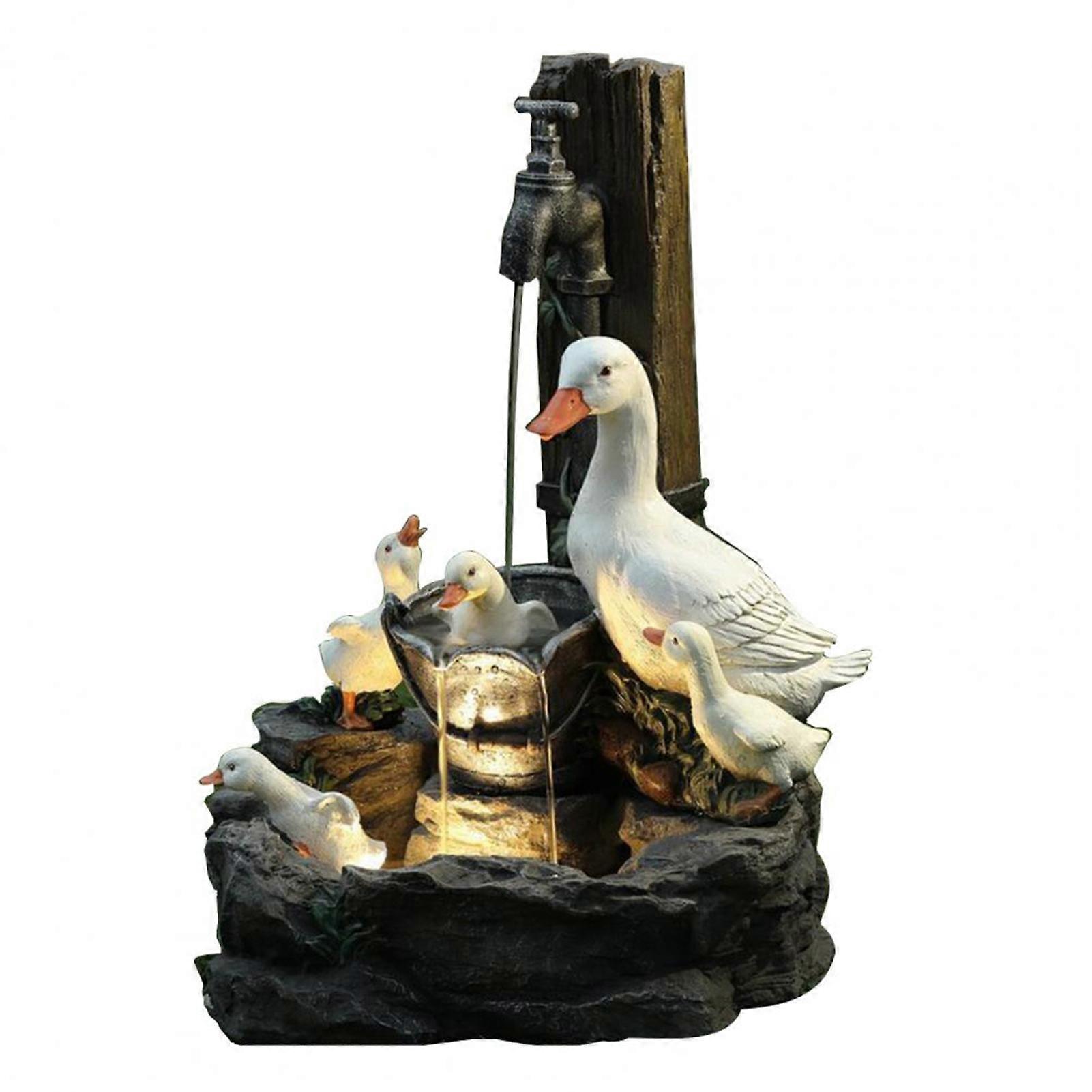 Animal Statue Cute Luminous Solar Powered Cascading Freestanding LED Squirrel Figurine Duck Decor for Garden