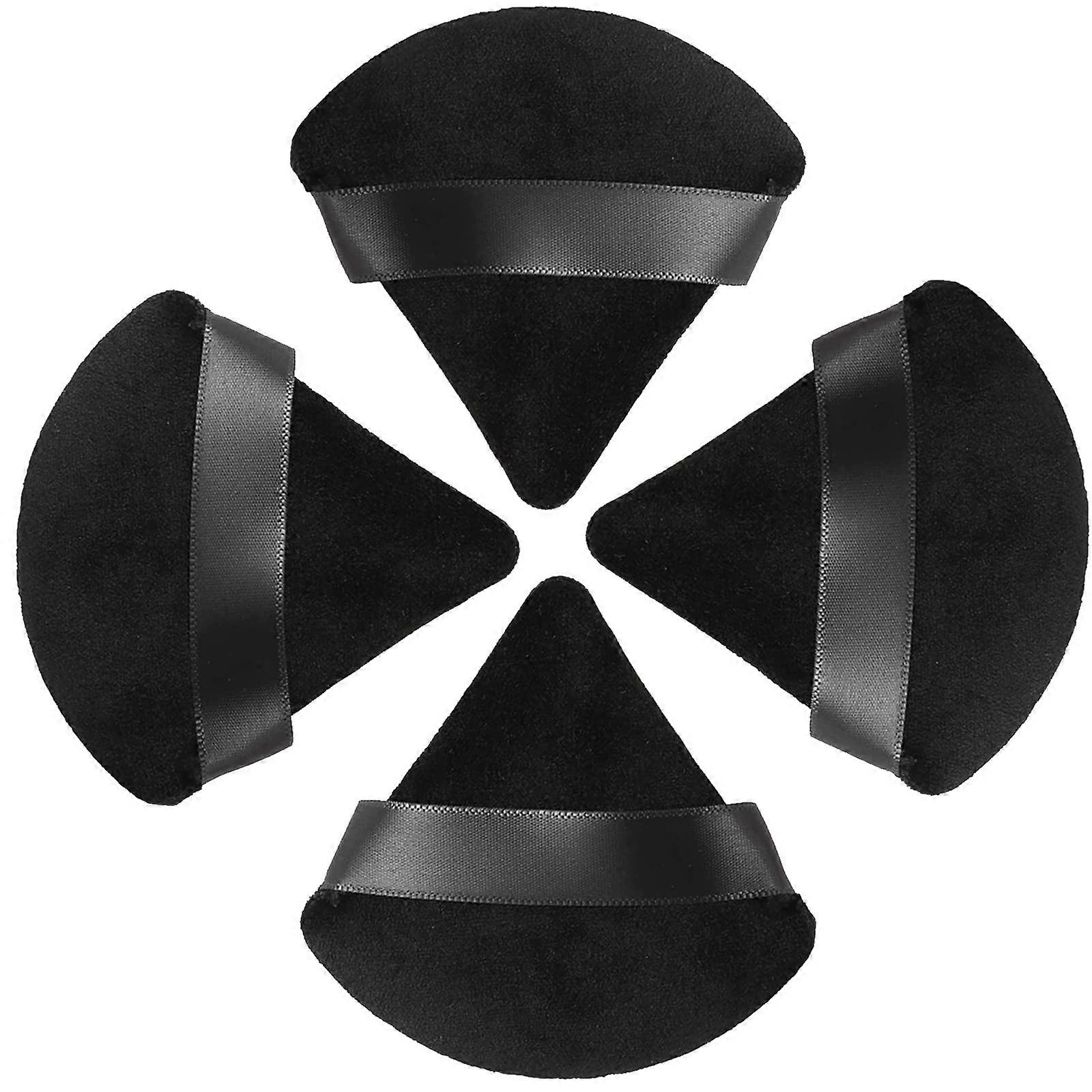 4pcs Powder Puff, Triangle Powder Puffs for Pressed Powder-Black