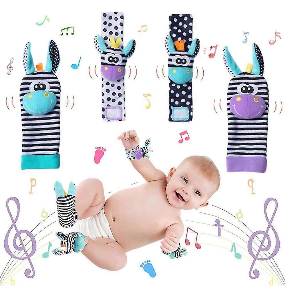 Newborn Infant Baby Soft Breathable Wrist Rattles Foot Rattles Toy Set 0-1 Years Gifts