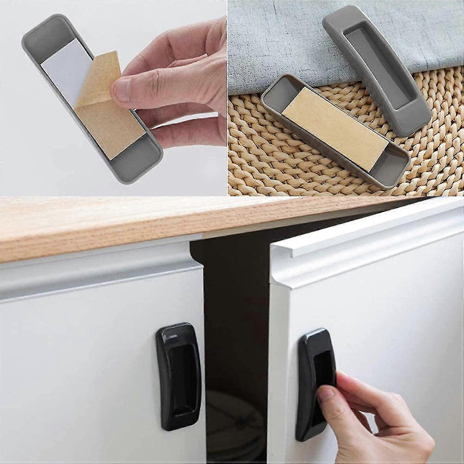 4Pieces Self Adhesive Instant Door Handle, Self Adhesive Window Sliding Door Pull, For Bathroom, Glass, Doors And Windows, Dressing Table Drawers, Cab