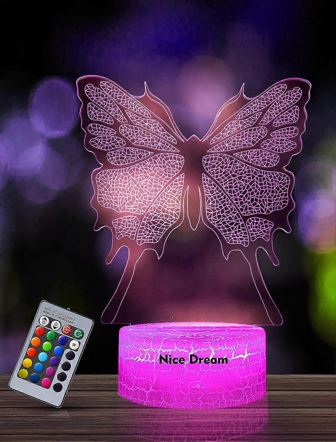Butterfly Night Light for Kids, 3D Illusion Night Lamp, 16 Colors