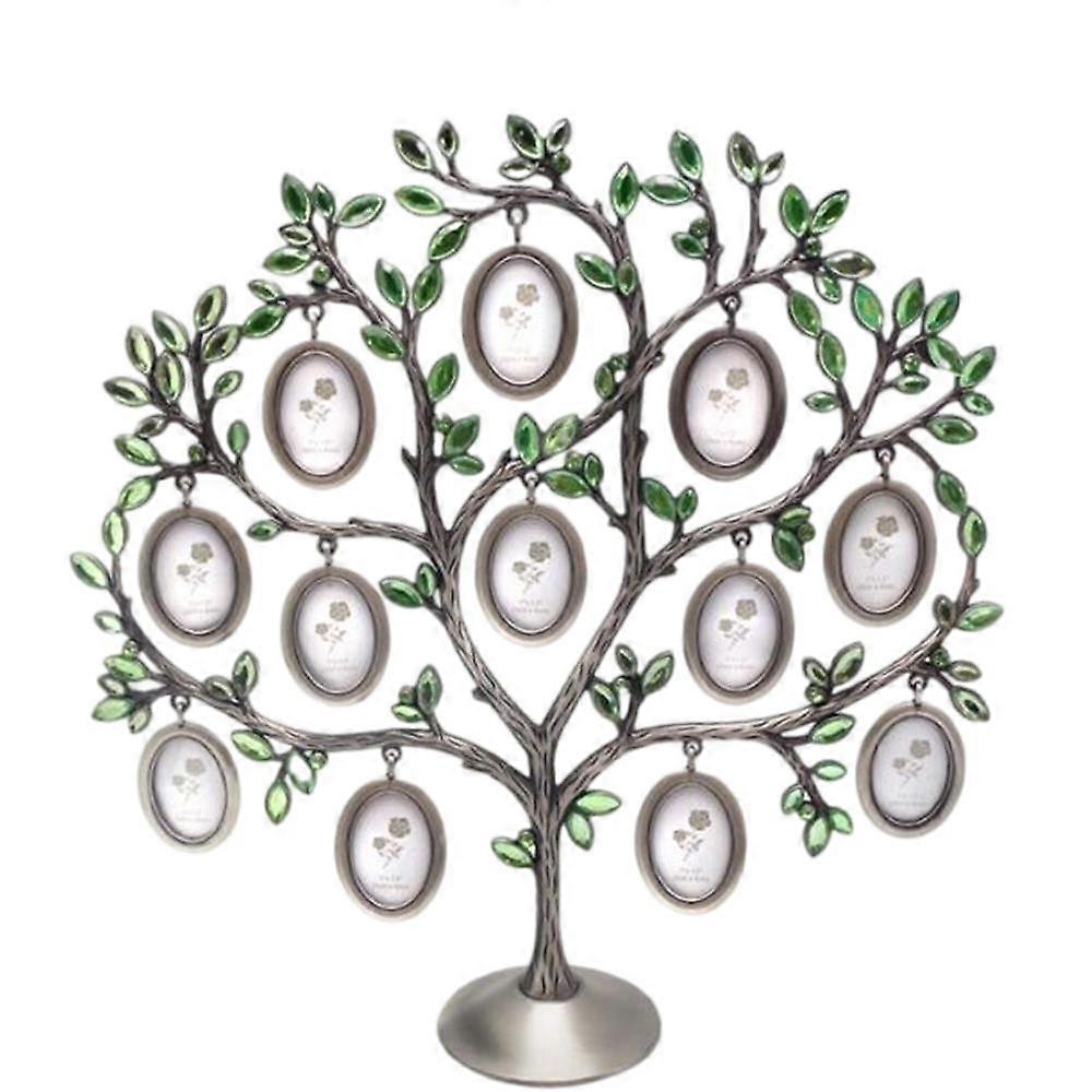 Stylish Family Tree Hanging Photo 12 Frame Holder Home Table Desk Display Decoration Silver Frame