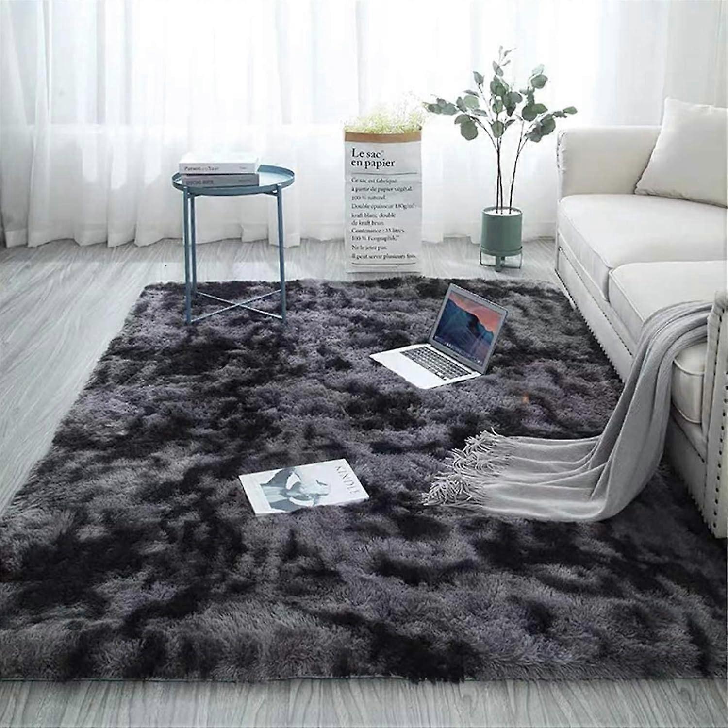 Χαλί Μαλακής Περιοχής Schlafzimmer Shaggy Teppich Zottige Teppiche Flauschige Bunte Batik-Teppiche Χαλί Neu Hellgrau 180 x 270 cm