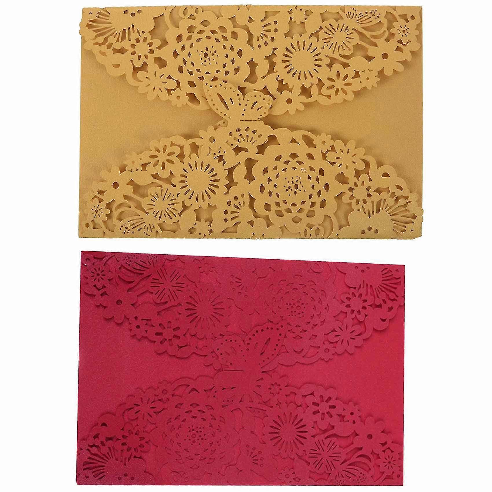 10pcs/set carved butterflies invitation card for wedding: red