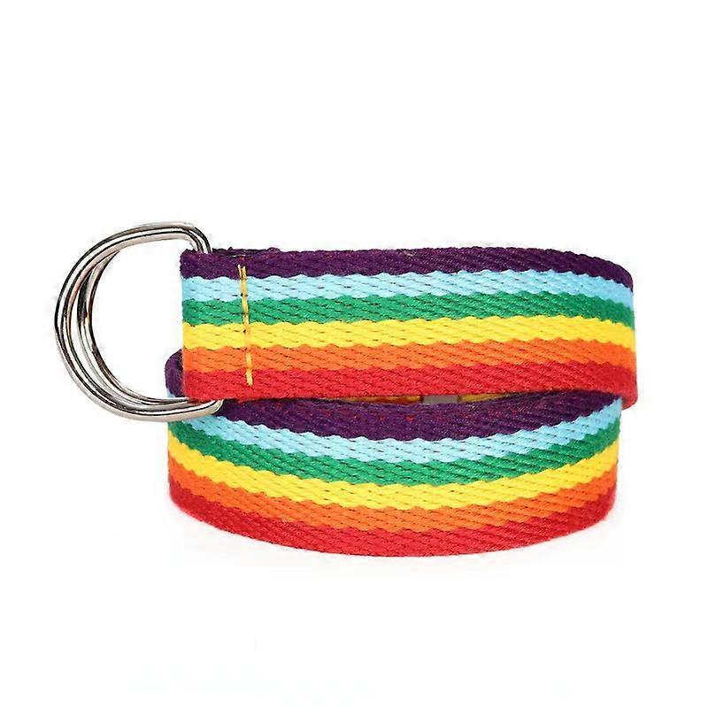 seven colors rainbow canvas woven belt, polyester striped striped ties