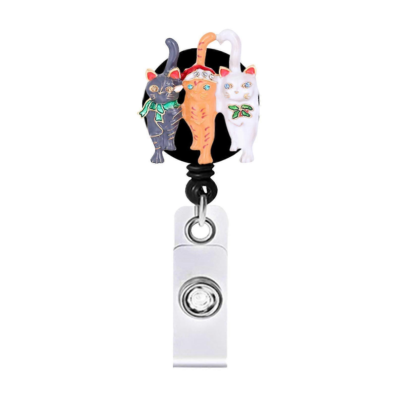 cartoon cute animal pull button cat elephant retractable pull badge scroll