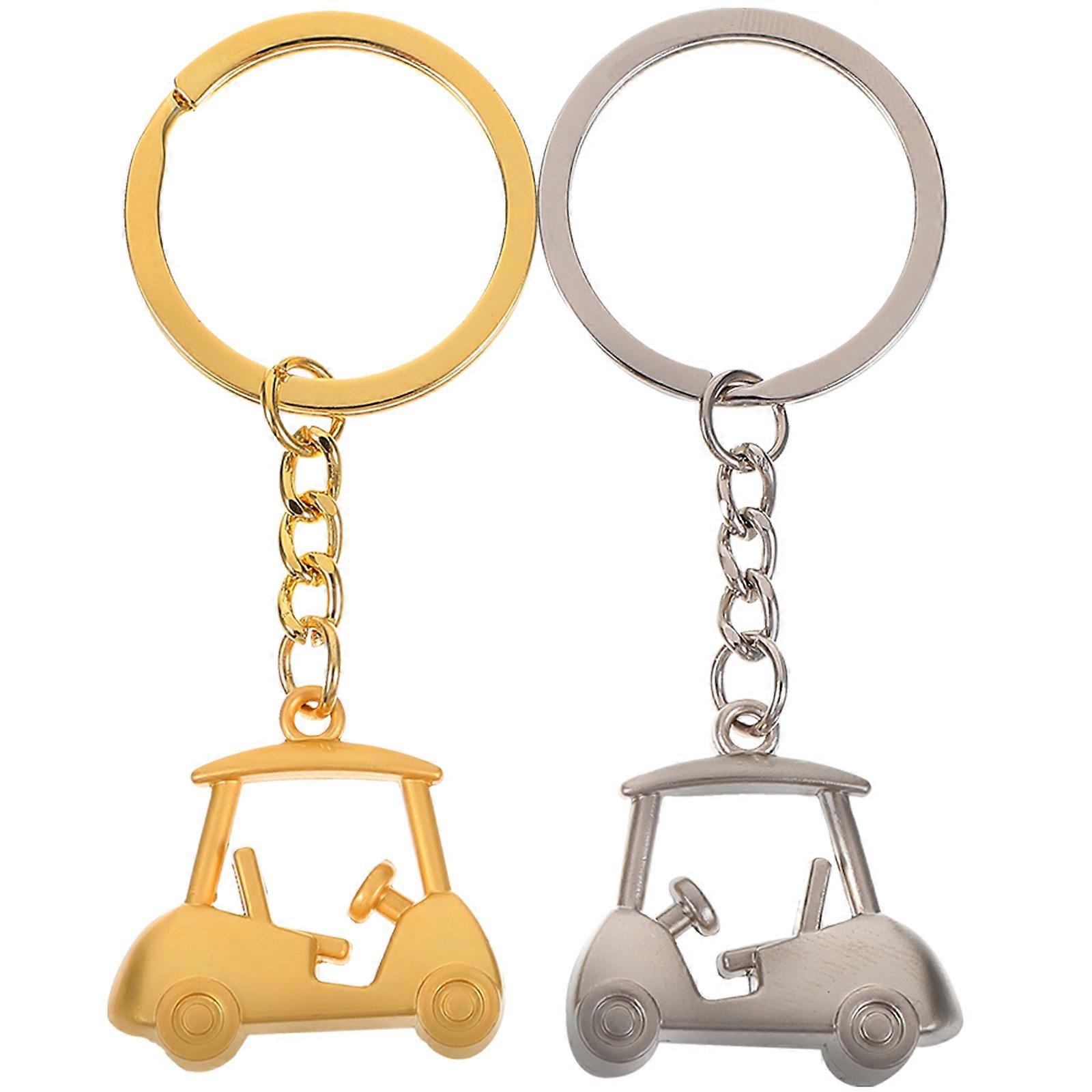 2Pcs Pendant Key Ring with Golfing  Course Viewing Car Charm Hanging Decor