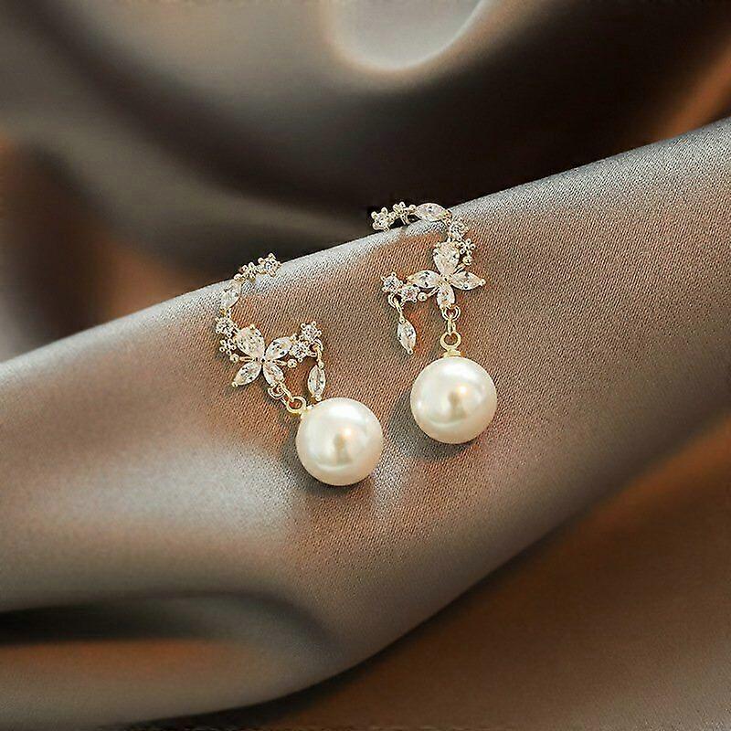 Charm Pearl Crystal fülbevaló fülbevaló csepp lóg női esküvői ékszer ajándék Új