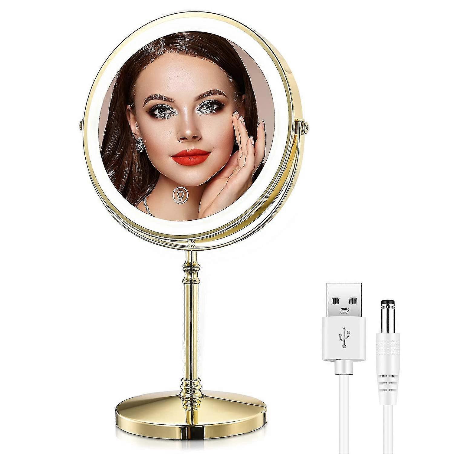 8 Lighted Makeup Mirror 10x Makeup Mirror With Lights Double Sided Dimmable Magnifying Mirror With Light Rechargeable