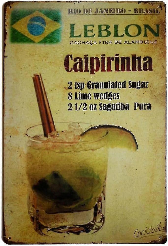 ليبلون Caipirinha شرب القصدير تسجيل الجدار الرجعية المعدنية بار حانة ملصق معدني 8x12 بوصة أو 12x16 بوصة 
