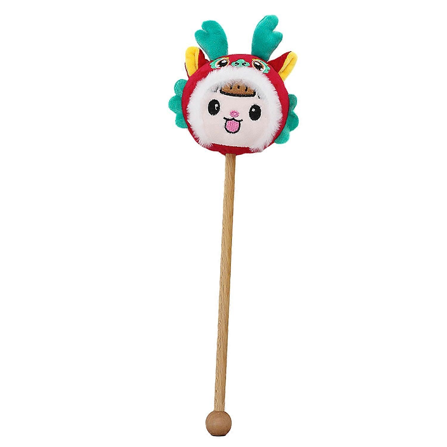2024 Zodiac Dragon Plush Toy Long Wood Stick Manual Back Massage Hammer Soft Cute Stuffed Animals