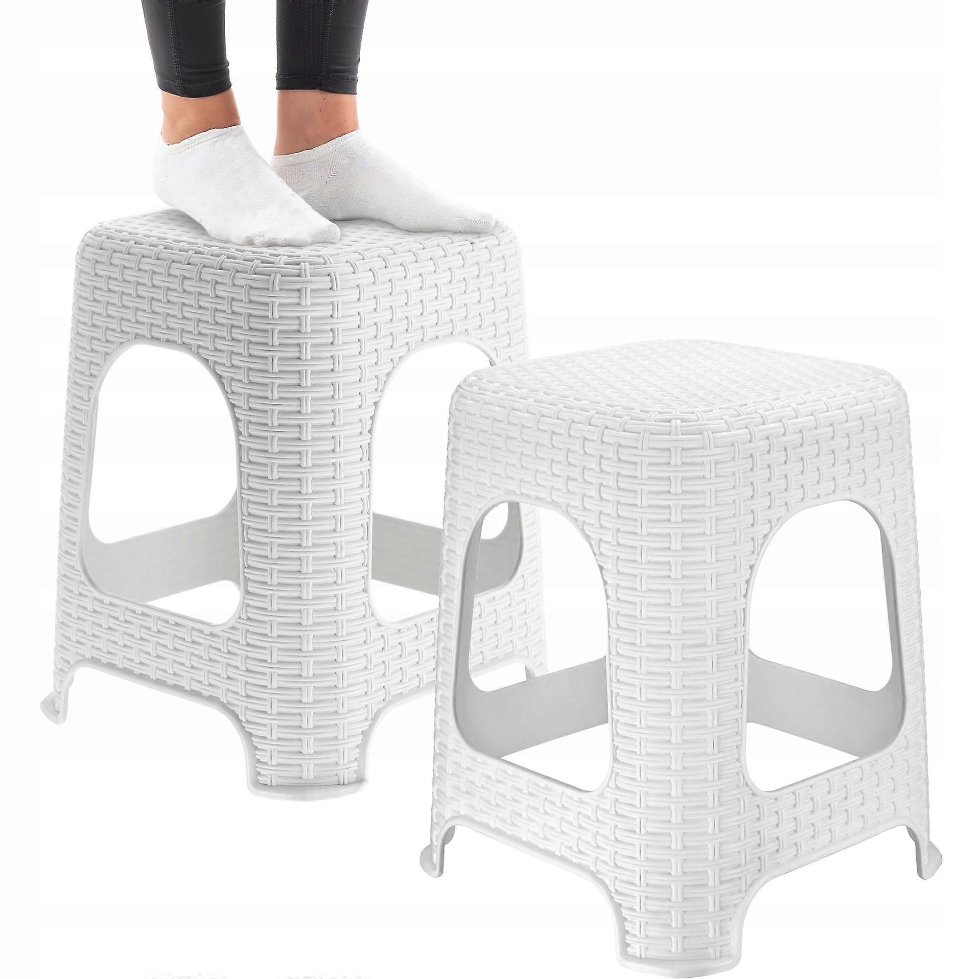 KADAX Stool Kitchen Stool Rattan White 2pcs