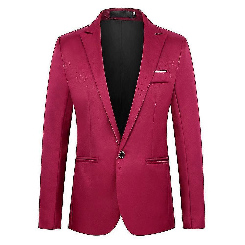 Men One Button Blazer Notched Lapel Formal Party Evening Business Suit Jacket High Quality
