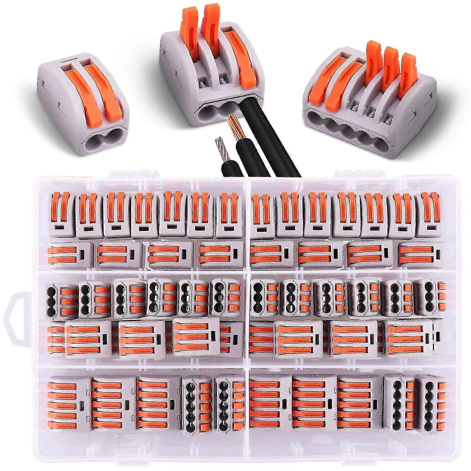 60 pcs Electrical connectors with control lever, 30pcs 2 inputs, 20pcs 3 inputs, 10pcs 5 inputs