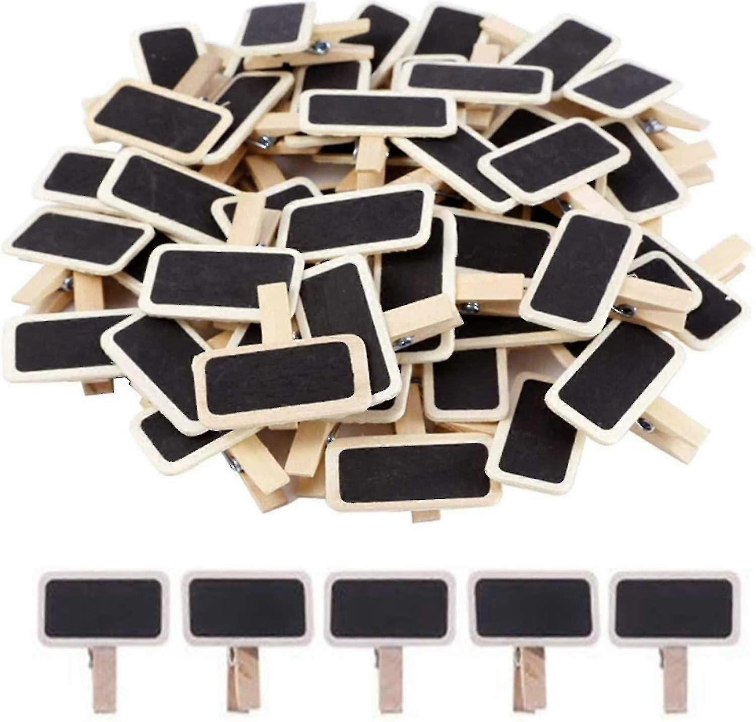 50 Pack Mini Note Wooden Blackboard Chalkboards - Square Paper Clips