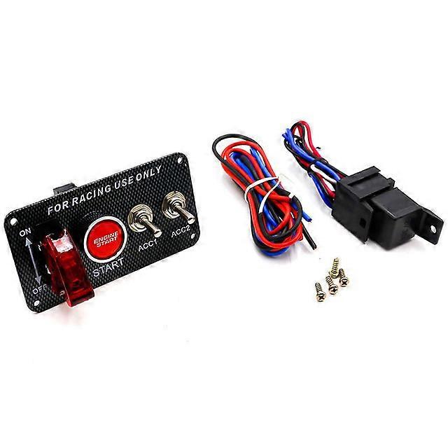 Car Accessory 12V LED Toggle Ignition Switch Panel Engine Start Push Button Set Universal for 12V Power Speediness & Racing Car
