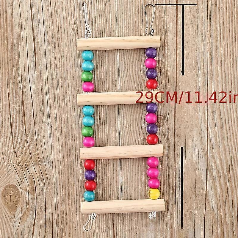 1pc Vibrant Parrot Bird Toy - Interactive Beaded Ladder & Chew Stick, Stimulating Climbing Fun for Parrots, Natural Wood Bird Cage Accessories to Prom